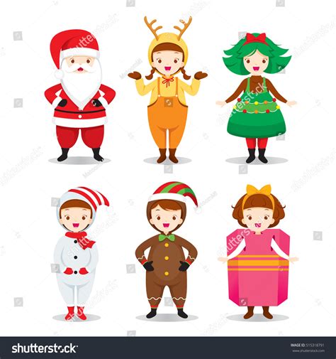 Kids Wearing Christmas Costumes Set Xmas Stock Vector (Royalty Free ...