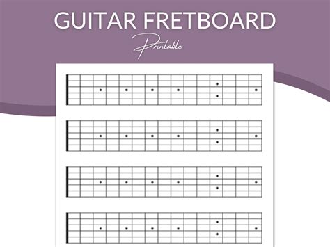 Printable Guitar Fretboard, Blank Guitar Neck Diagram, 5 String Guitar ...