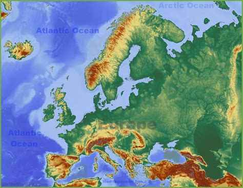 Physical map of Europe - Ontheworldmap.com