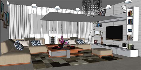 Great free sketchup model modern living area #40 & Vray Visopt