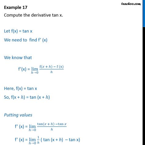 Prove that Derivative of tan x is sec^2 x - by First Principle