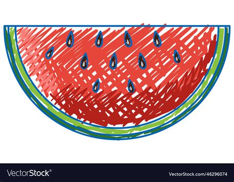 Watermelon in pencil colour sketch simple style Vector Image