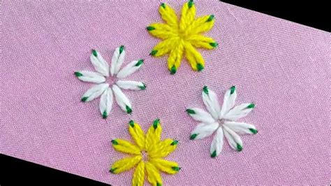 Lazy Daisy Double Colour Thread Flower Stitch|Hand Embroidery - YouTube