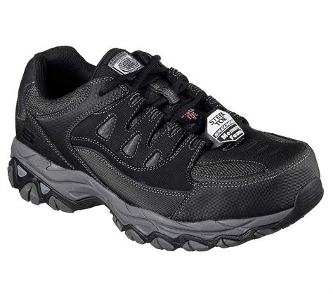 Skechers Black Work Shoes Men Memory Foam Comfort Slip Resistant EH ...