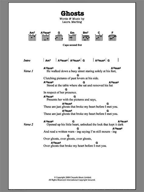 Ghosts sheet music for guitar (chords) (PDF)