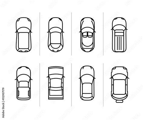 Vector set outline cars top view. Vector car icons Stock Vector | Adobe ...