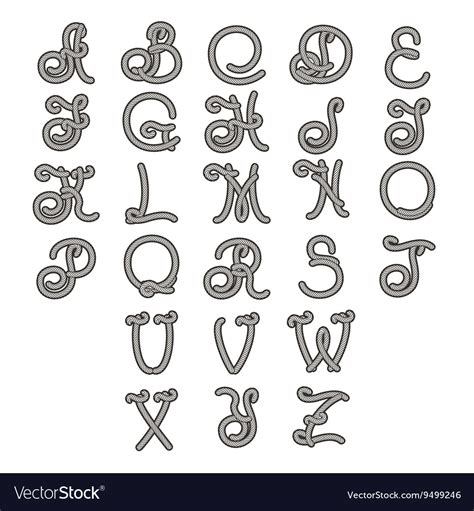 Rope Font Set of Isolated Alphabet Letters Vector Image