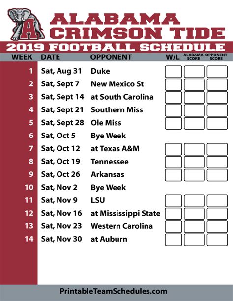 Alabama Football Schedule 2024 Printable - Raine Carolina