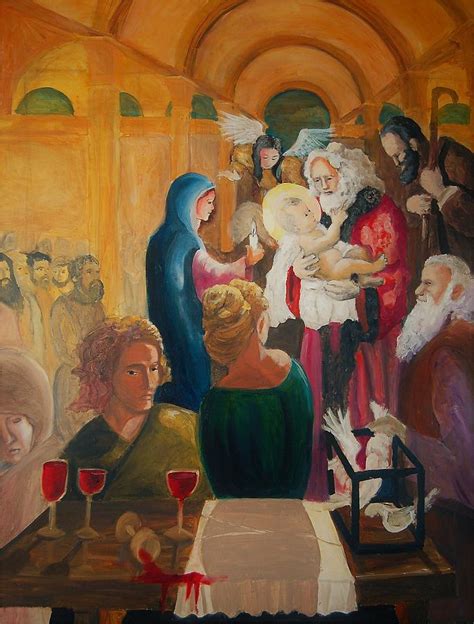 Jesus Is Presented In The Temple Painting by Dr Michael Sullo