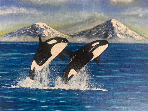 Orca whale acrylic original painting | Etsy