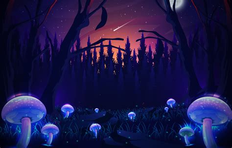 Glowing Mushroom in The Night Forest 3516168 Vector Art at Vecteezy