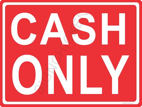 Cash Only Sign Printable