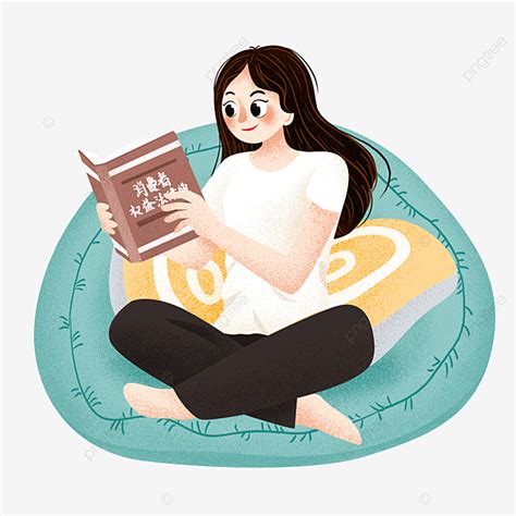 Girl Reading Books PNG Picture, Cute Girl Reading Book Illustration ...