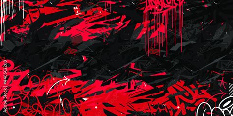 Dark Black Red And White Abstract Flat Urban Street Art Graffiti Vector ...