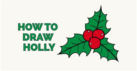 How to Draw Holly for Christmas - Really Easy Drawing Tutorial