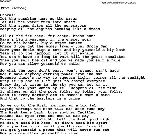 Power by Tom Paxton - lyrics