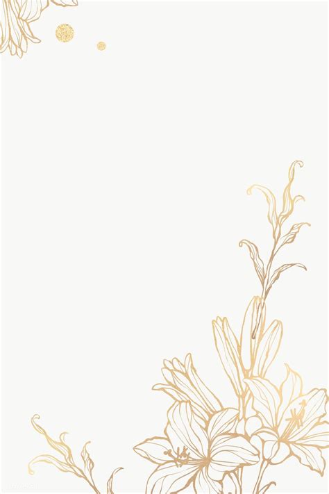 Download premium png of Gold floral outline on marble background ...