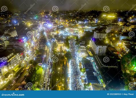 Aerial View of Da Lat City Night Beautiful Tourism Destination in ...