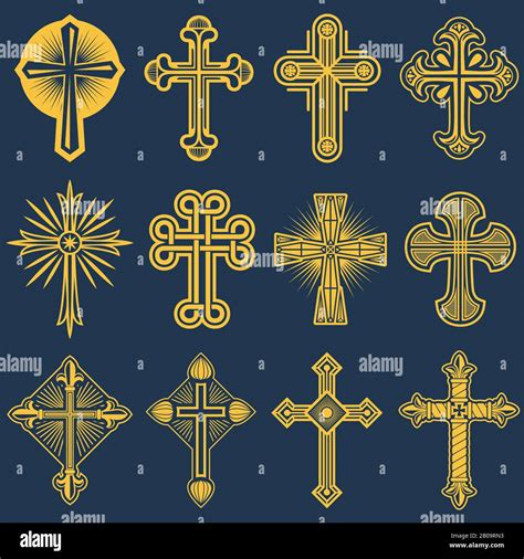 Gothic catholic cross vector icons, catholicism symbol. Christianity ...