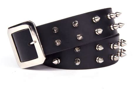 Leather belt with two rows of spikes | Metal belt, Leather, Belt