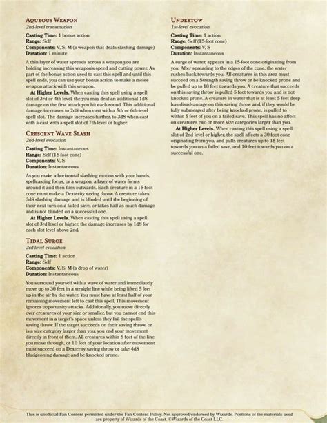 Aquatic Magic: Water Based Spells for D&D 5e - Owlbear Archives ...