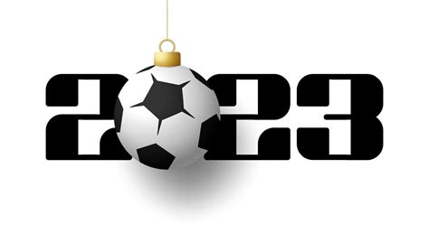 2023 football Happy New Year. Sports greeting card with golden soccer ...