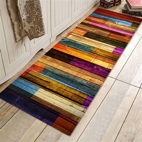 3D Color Wooden Board Bath Mats and Rugs, Flannel Fabric Non Slip ...