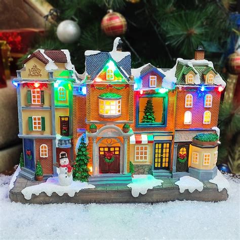 Carole Towne Ct Brownstones Lighted Musical Village Scene in the ...