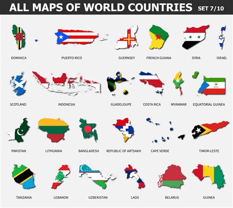 All maps of world countries and flags . Set 7 of 10 . Collection of ...