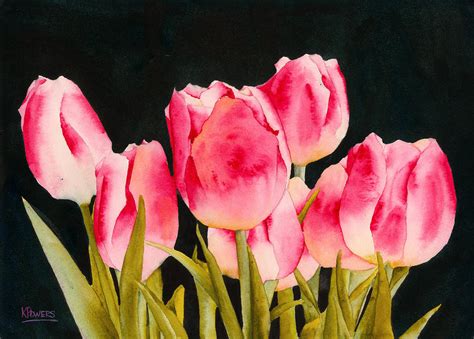 Spring Tulips Painting by Ken Powers