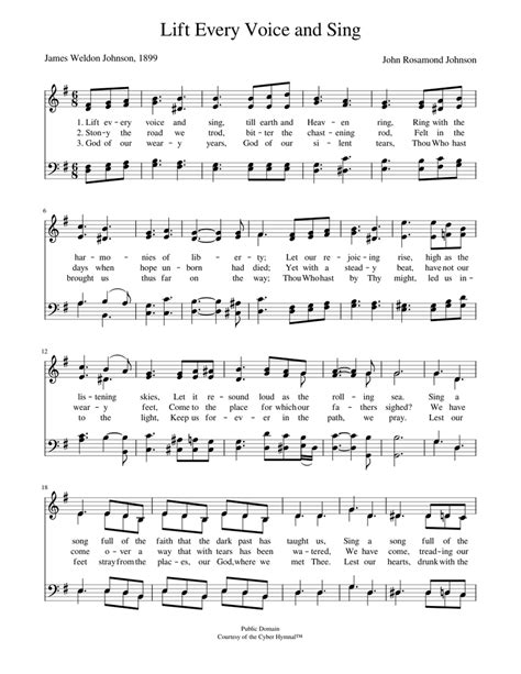 Lift every voice and sing - John R. Johnson Sheet music | Musescore.com