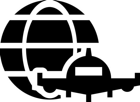 Travel icon with globe and plane in Black and White color. 24293671 ...