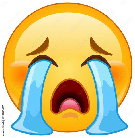 Emoji emoticon face loudly crying Stock Vector | Adobe Stock