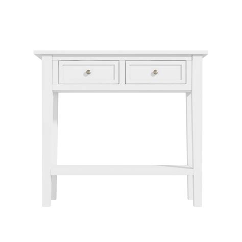 Narrow Console Table with Drawers in White - Elms | Furniture123