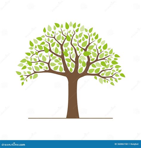 Árbol con las hojas verdes ilustración del vector. Ilustración de ...