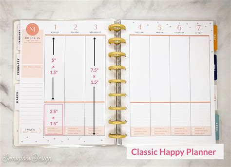 Happy Planner Box Sizes for Stickers - Updated for 2024 - Semigloss Design