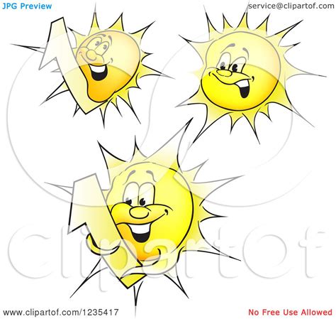 Clipart of Yellow Sun Characters - Royalty Free Vector Illustration by ...