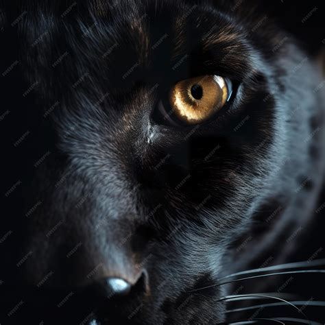 Premium Photo | Black panther's eyes close up