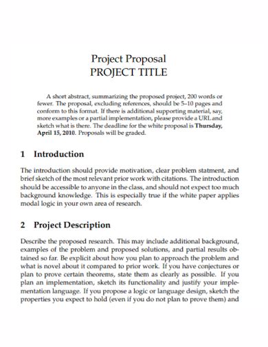 FREE 14+ Title Project Proposal Samples & Templates [ Community, School ...