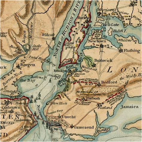 Map of New York, 1776, Long Island, Brooklyn, New Jersey, Staten Island ...