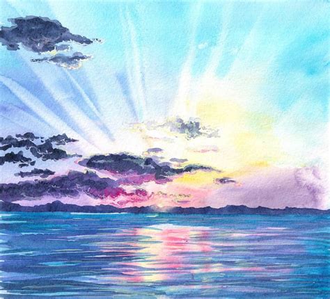 Suunset & Sunrise. Watercolor sketch | Watercolor sunrise, Sunrise ...