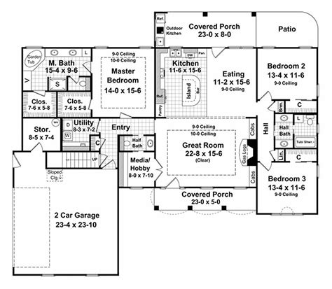 Southern Style House Plan - 3 Beds 2.5 Baths 2000 Sq/Ft Plan #21-218 ...