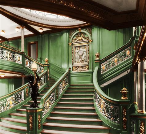 Artist's rendition of the Olympic's grand staircase in green, as it had ...