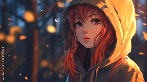 Beautiful cartoon anime girl wallpaper illustration Stock Illustration ...