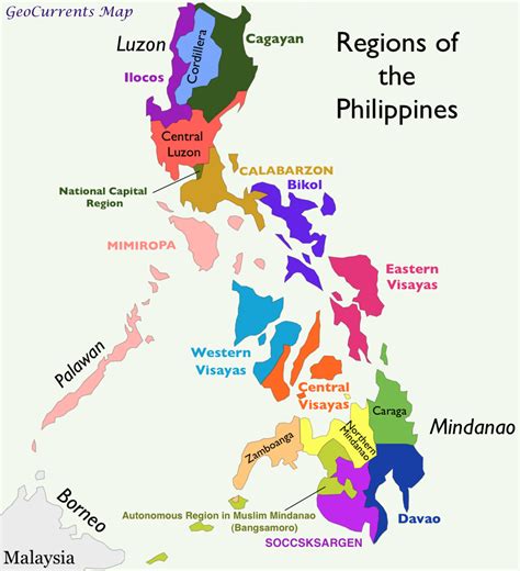 Philippines Regions Map | Regions of the philippines, Philippine map ...