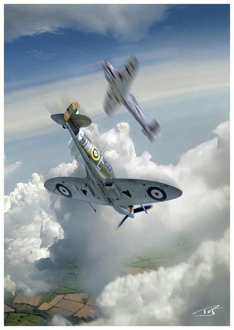 SPITFIRE vs Bf 109 | Wwii fighter planes, Aviation art, Aircraft art