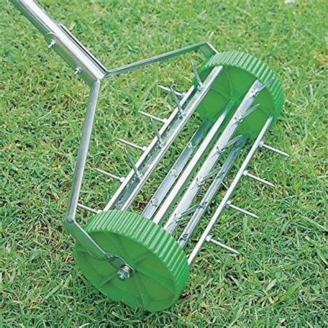 Oypla Heavy Duty Hand Held Push Along Garden Lawn Aerator - c/w Spikes ...