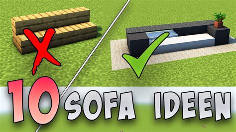 10 SOFA IDEEN für ein MINECRAFT HAUS - YouTube