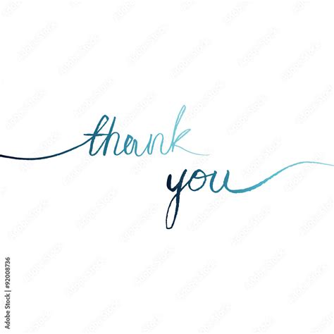 blue watercolor words line on a white background "thank you", vector ...