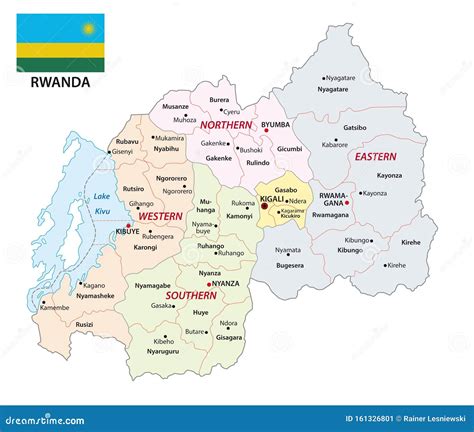 Administrative Map of the African State Republic of Rwanda with Flag ...